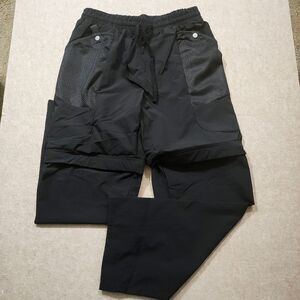 Black Convertible Windbreaker Net Pocket Pants -F